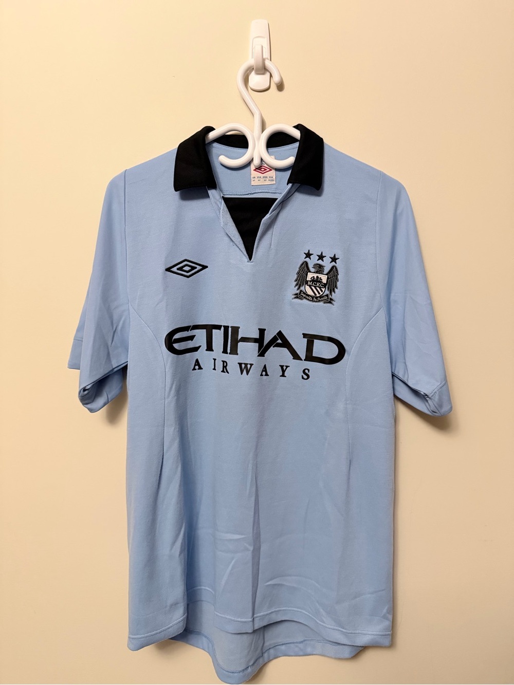2012-13 Umbro Manchester City Light Blue Home Jersey with Black Accents